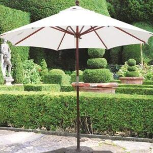 Wooden Single Deck Center Pole Umbrella + 22 kgs base