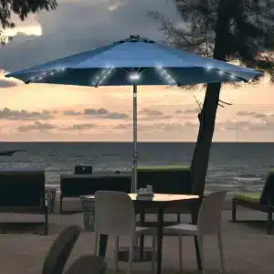 LED Centre Pole Umbrella + 22 kgs base