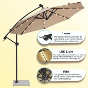 LED Side Pole Umbrella + 30 kgs base