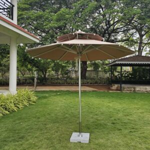 Heavy Duty Double Deck Aluminium Centre Pole Umbrella + 40 kgs Granite Base